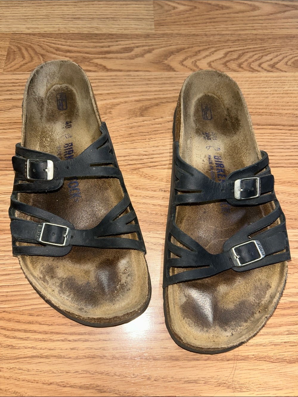 Black Leather Birkenstocks Size 40